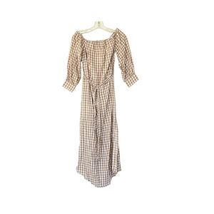 THIRD FORM Check Mate Off Shoulder Dress - Tan Checks - 6
